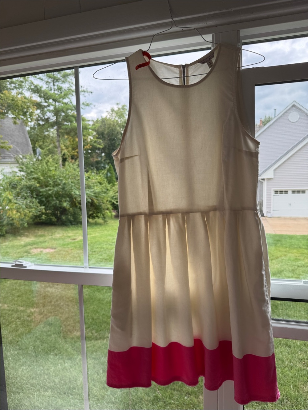 GAP Cream Dress with Pink Hem